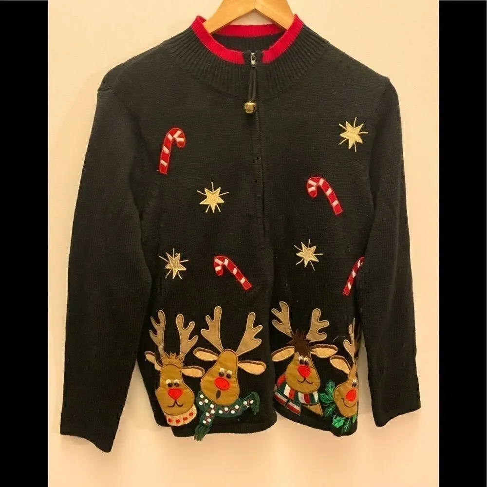 Tiara International spectacular zip up sweater